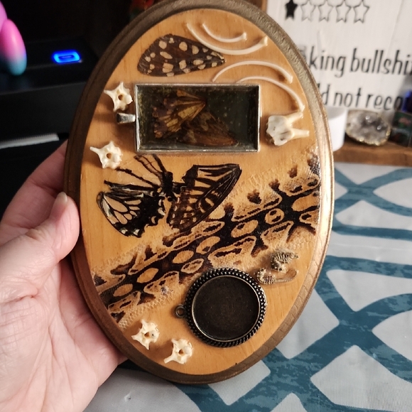Butterfly and Bone Art Oval Plaque - Picture 2 of 3